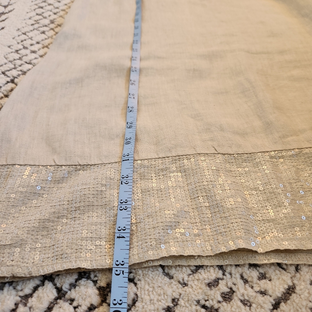 Blu Orchid Linen Dress Sequins Sleeveless Summer  Sundress Tunic Beige Italy M - Picture 10 of 13